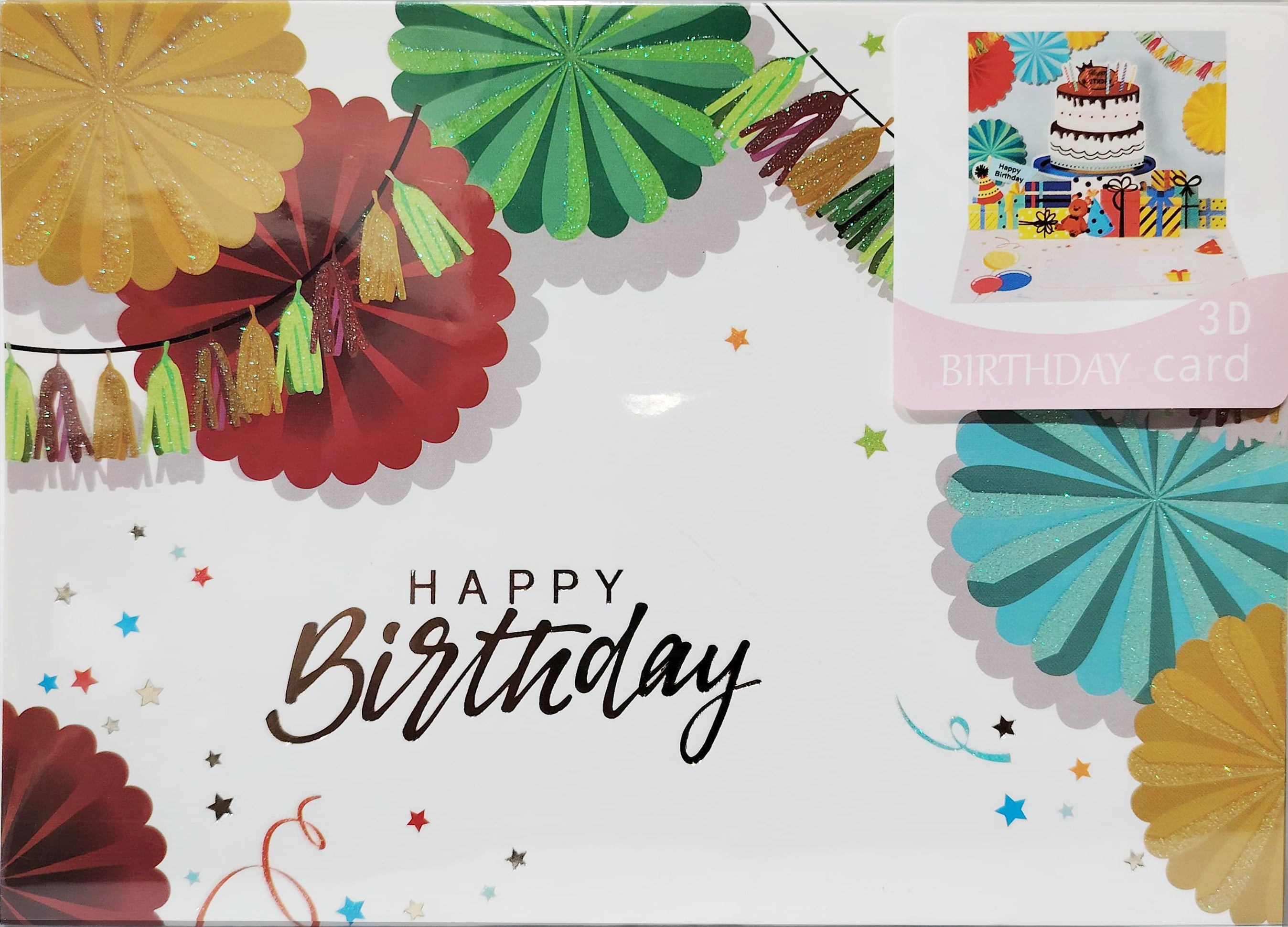 3D Happy Birthday Card, beautiful design, 20x 14.5 cm