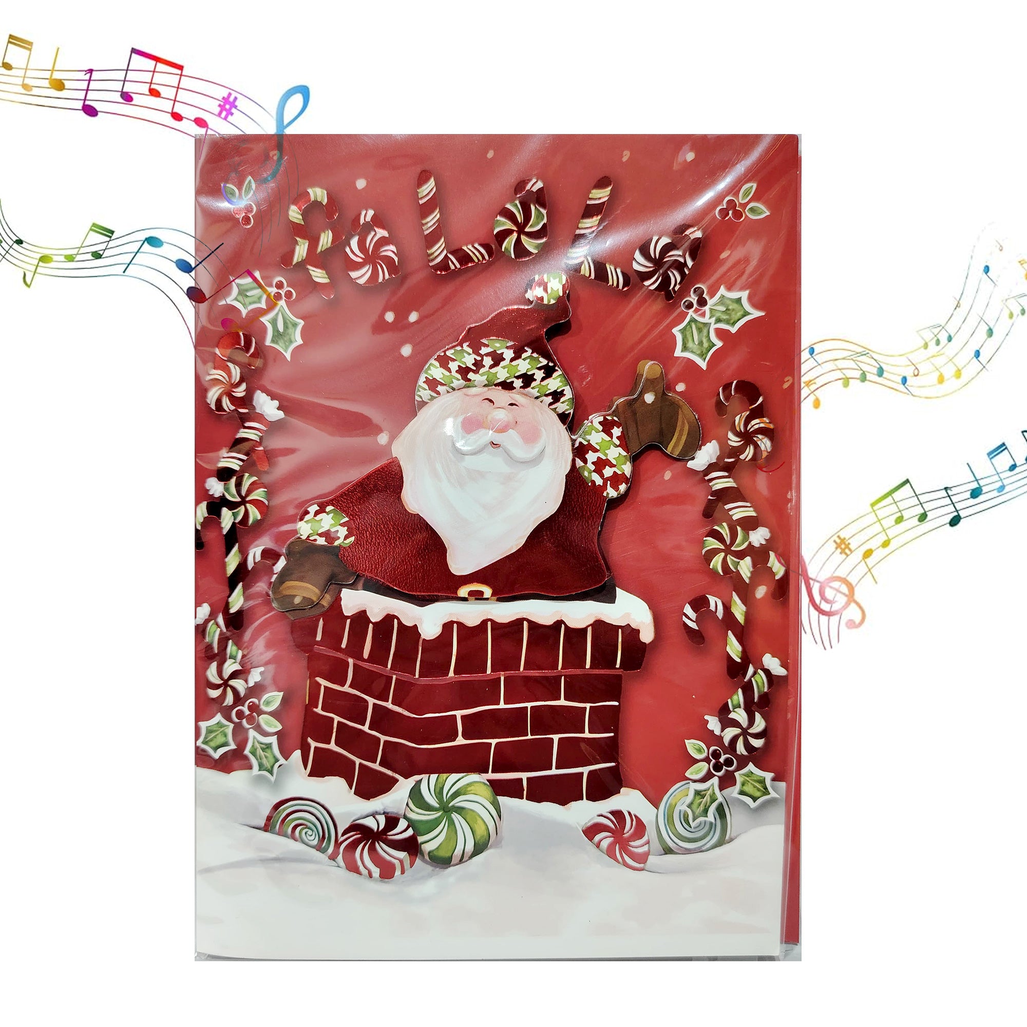 Musical Christmas Card Light Up with Envelopes, Premium Greeting cards, 20x 14.5 cm