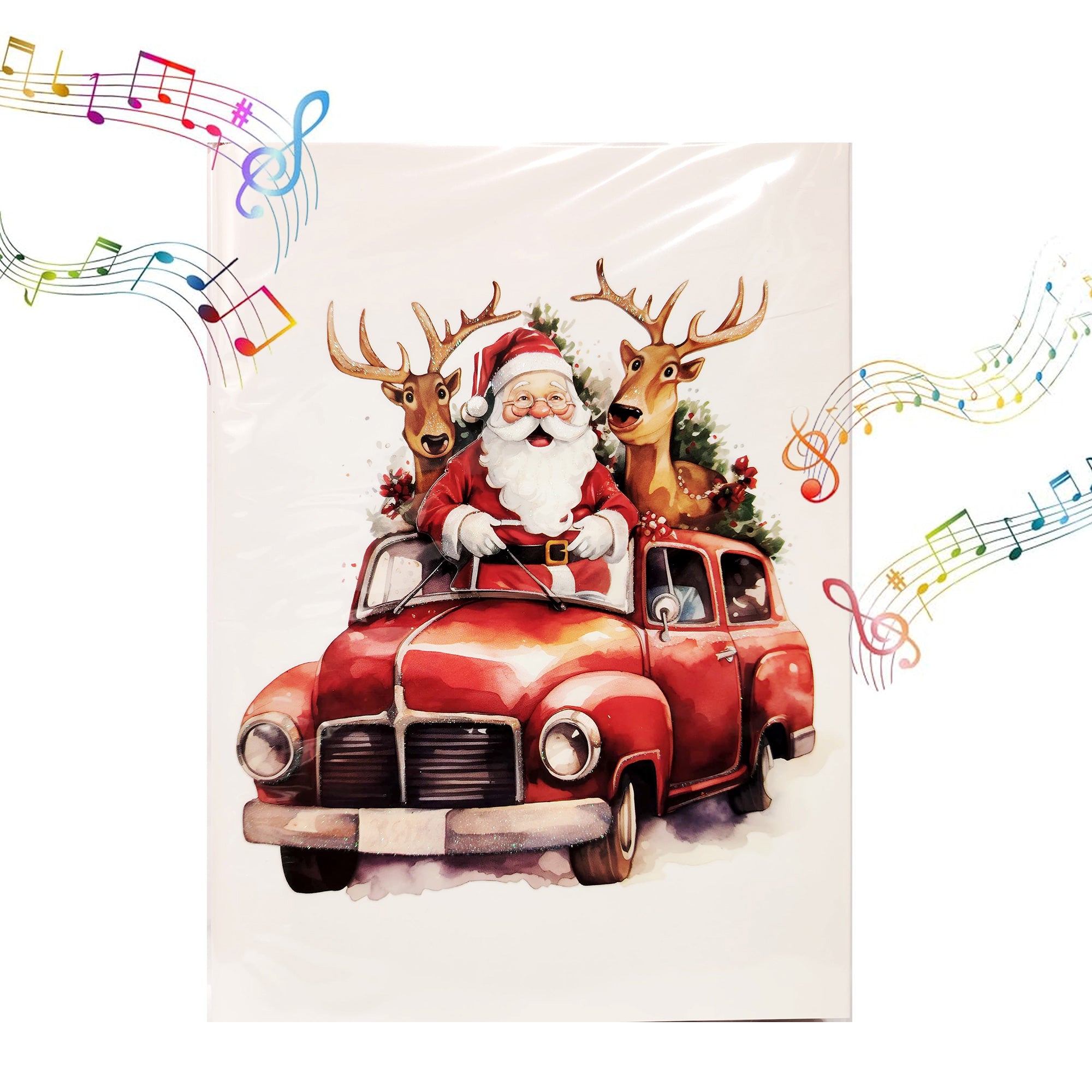 Musical Christmas Card Light Up with Envelopes, Premium Greeting cards, 20x 14.5 cm