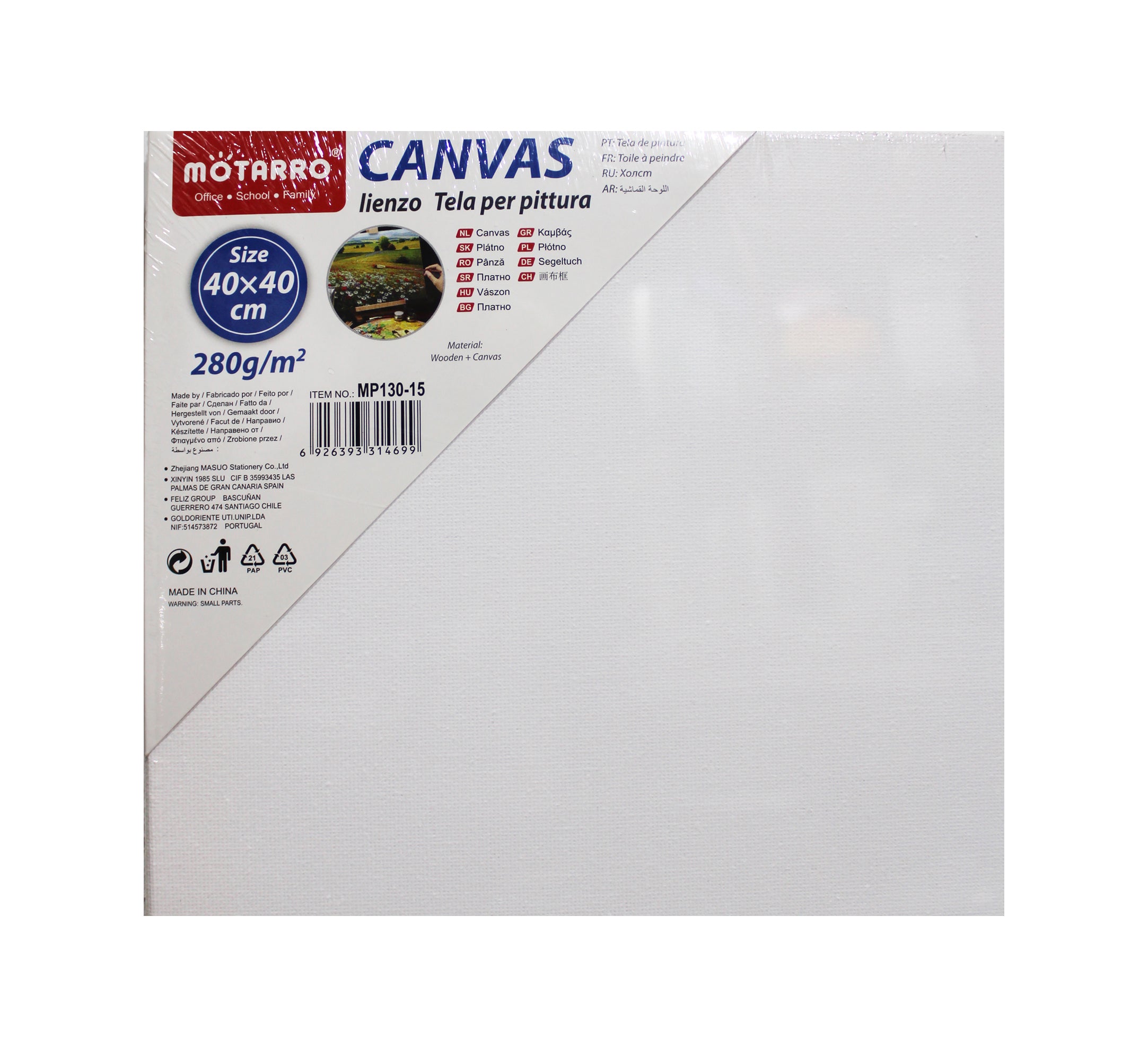 Motarro Cotton Artist Canvas White 40x40 cm MP130-15