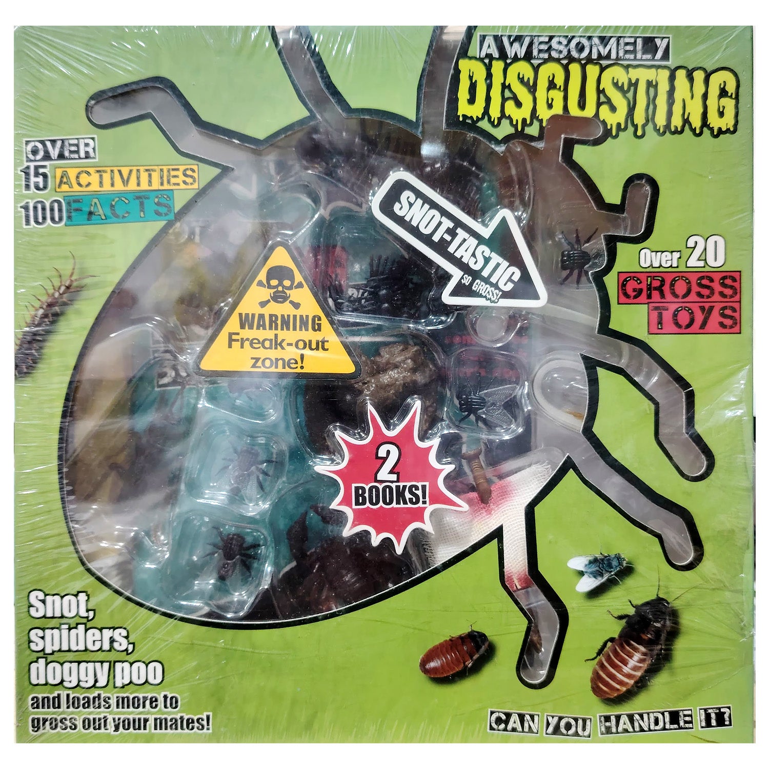 AWESOMELY DISGUSTING FACT BOOK, Over 15 Activities, 100 Facts, Over 20 Gross Toys, 2 Books, Age 8+