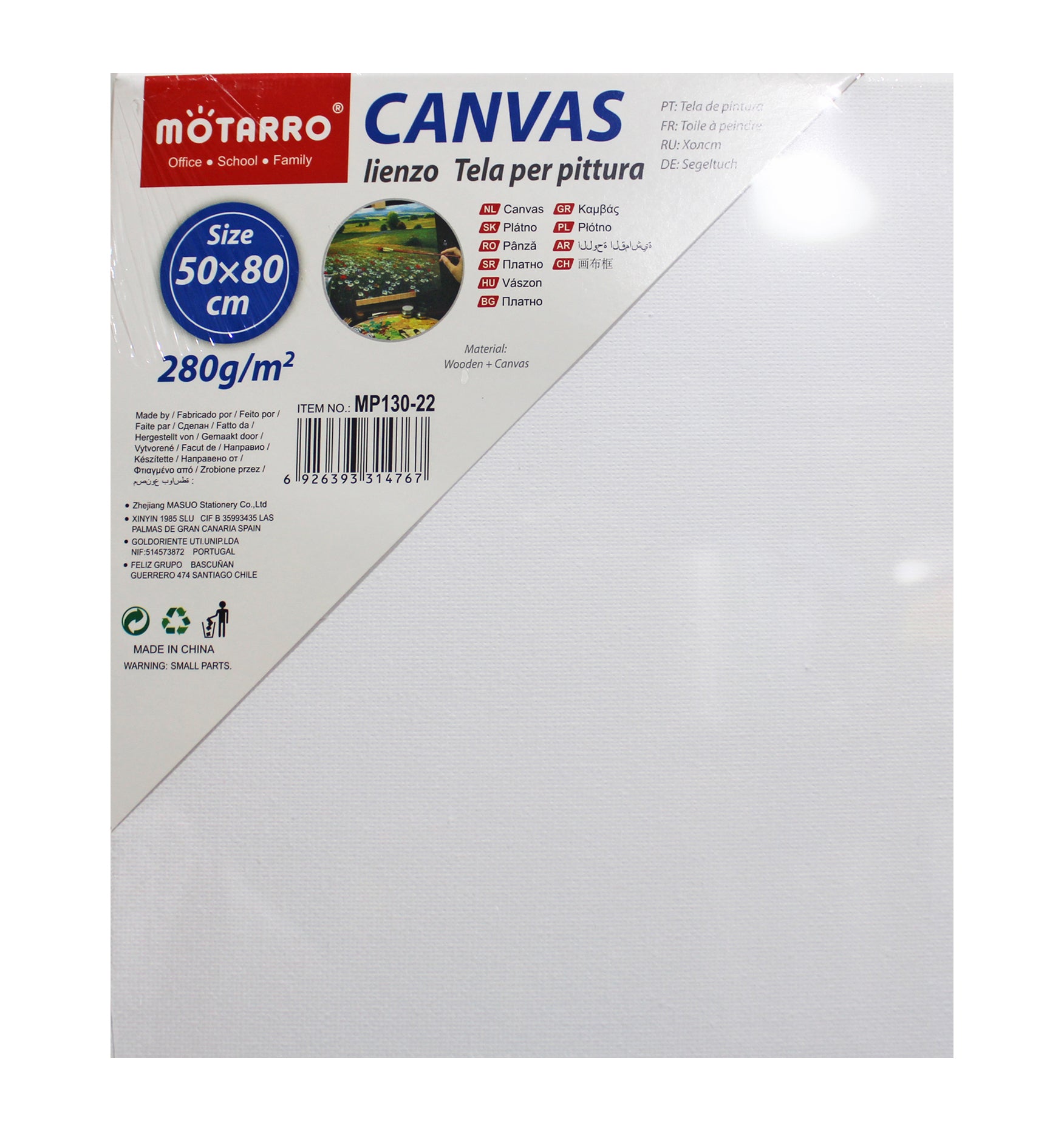 Motarro Cotton Artist Canvas White 50x80 cm MP130-22