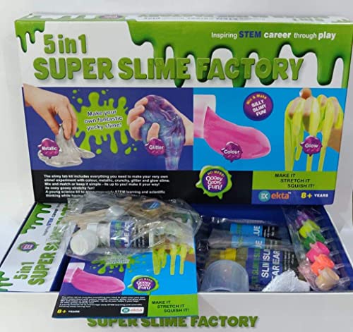 Discover Fun with The 5 in 1 Super Slime Factory for Kids, Make your own fantastic yucky slime!, Age 8+