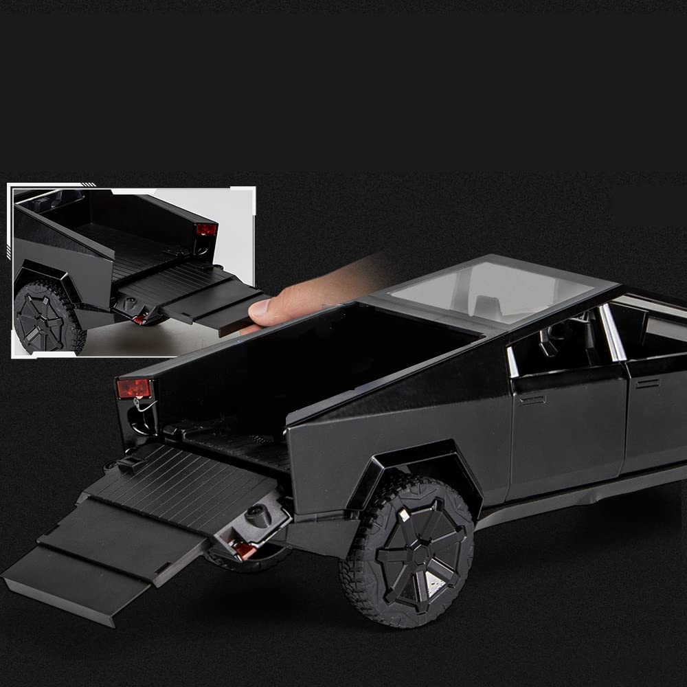 1:24 Scale Tesla Cybertruck, Die-Cast Model, Pull Back Pick-Up Truck with Sound and Light, Alloy Diecast Truck