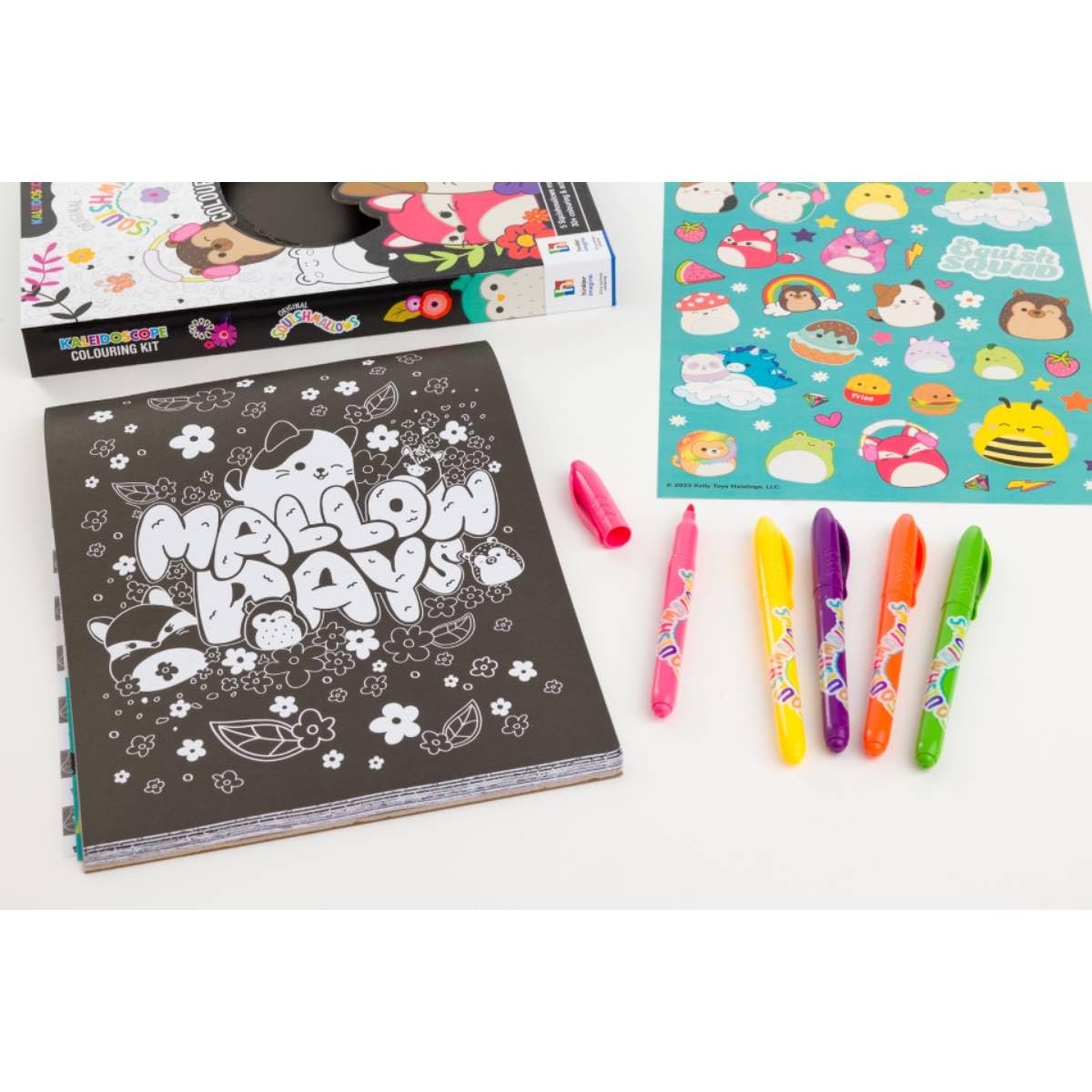 Hinkler Kaleidoscope -Original Squishmallows Colouring Kit, 5 Markers, 50+ stickers, 30+ colouring& activity pages and more! Age 5+