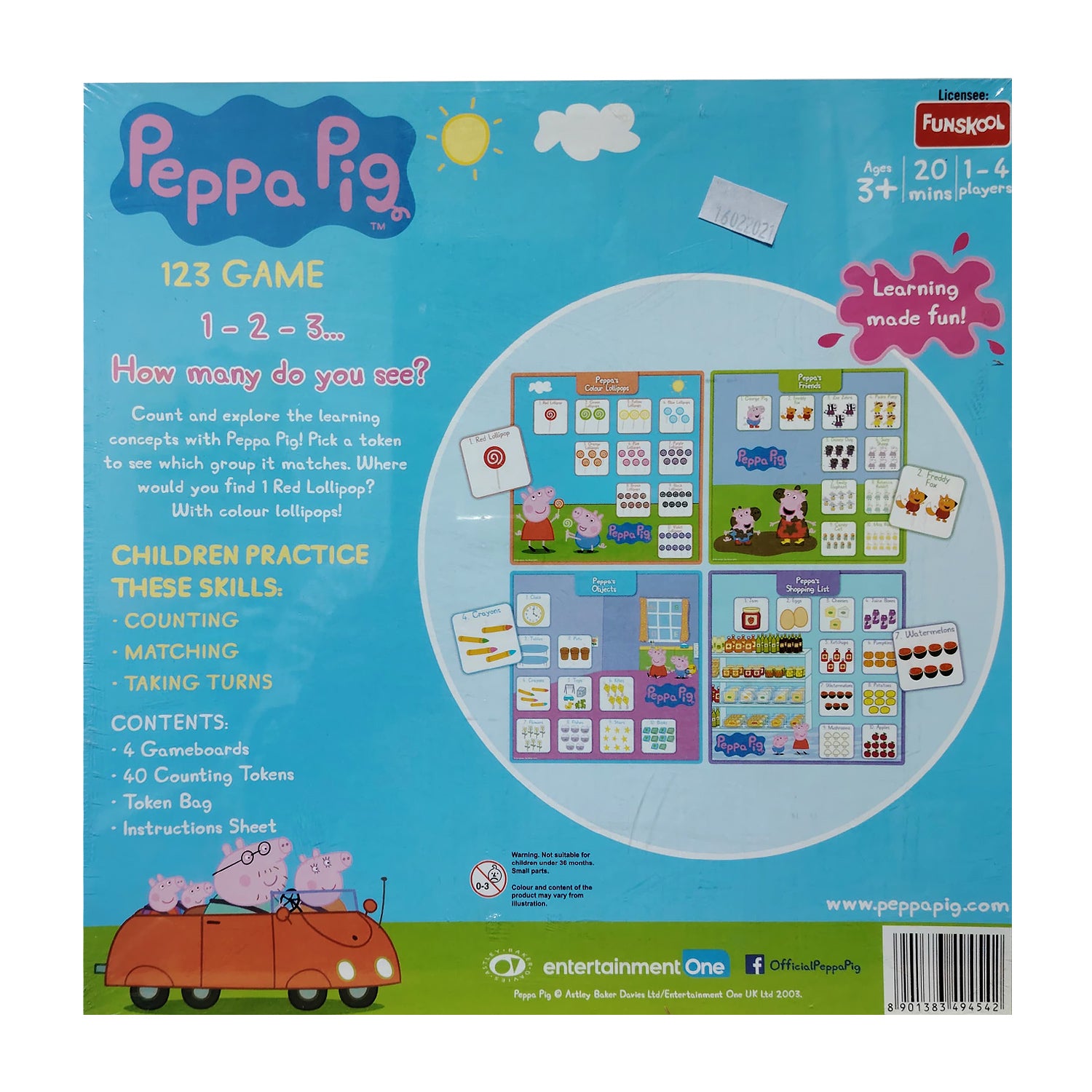 PEPPA PIG 123 Game, learning made fun! 1-4 Players, Age 3+