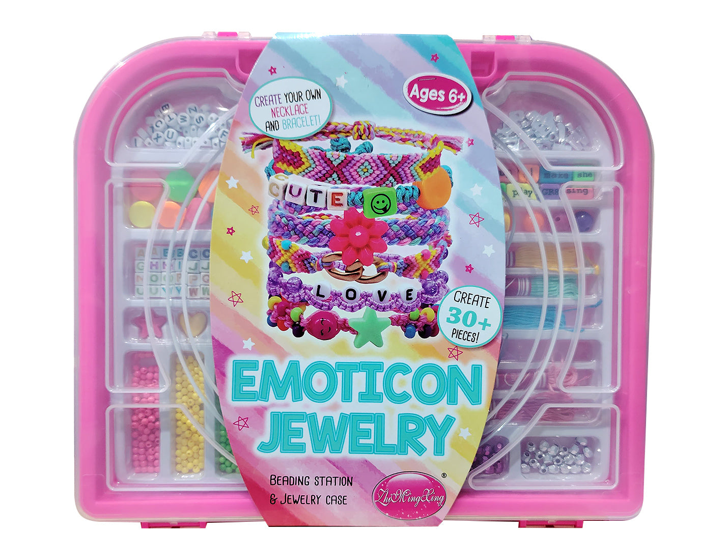 Emoticon Jewelry Beauty Set, Create your own Necklace and bracelet, 30+ Pieces! Age 6+