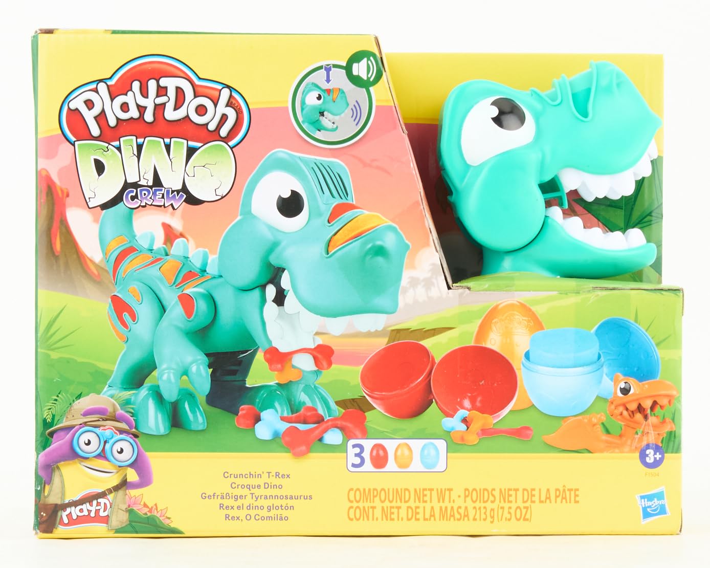 Play-Doh Dino Crew Crunchin' T-Rex Toy For Kids 3 Years And Up With Dinosaur Sounds And 3 Play-Doh Eggs