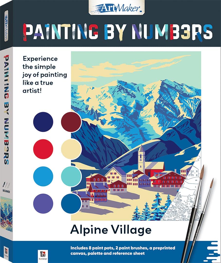 Hinkler ArtMaker - Painting by Numbers Alpine Village (8 Paints, 2 Brushes)