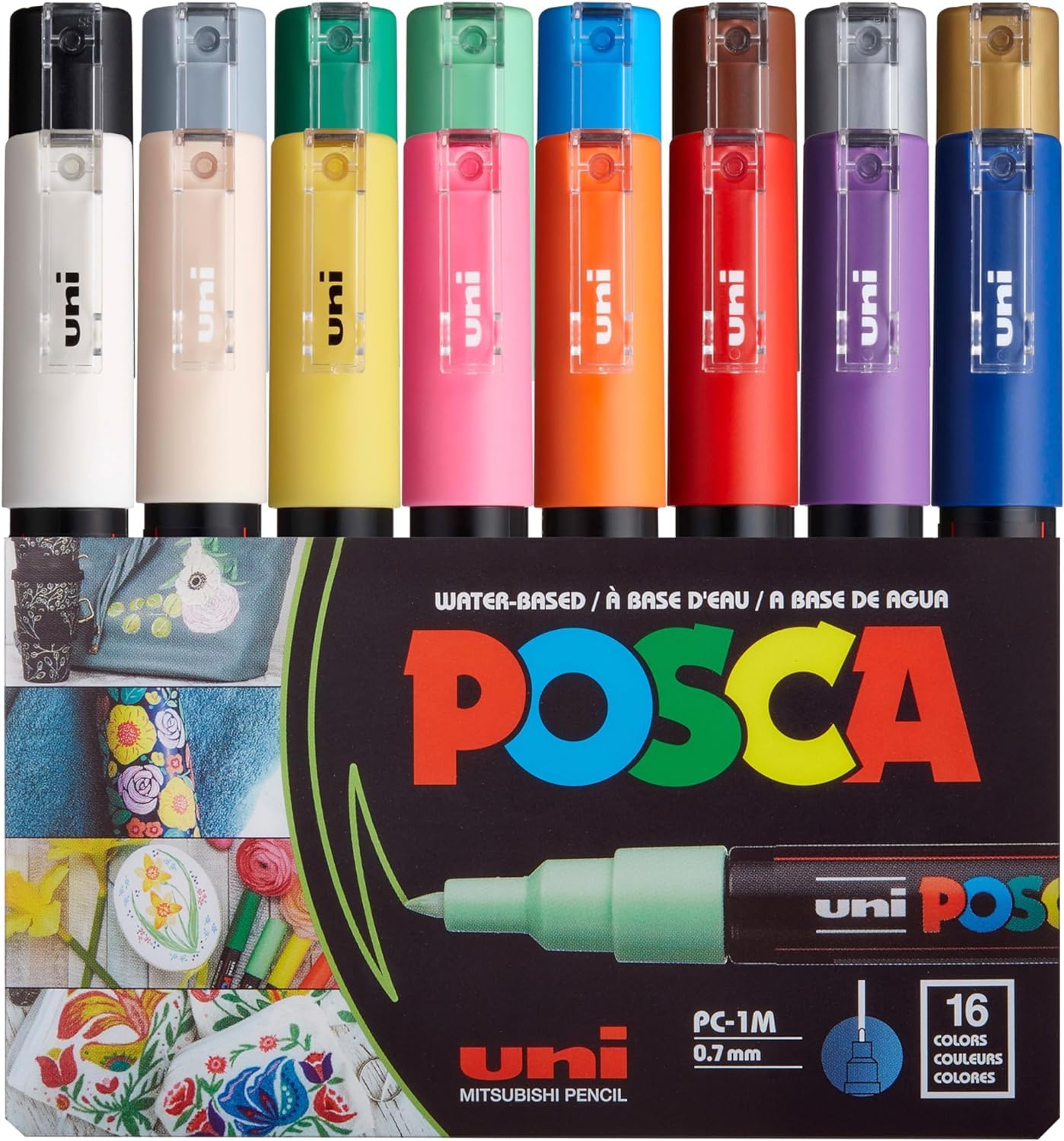 POSCA Japan, Water-based 16 colors, Paint Markers, PC-1M, 0.7 mm