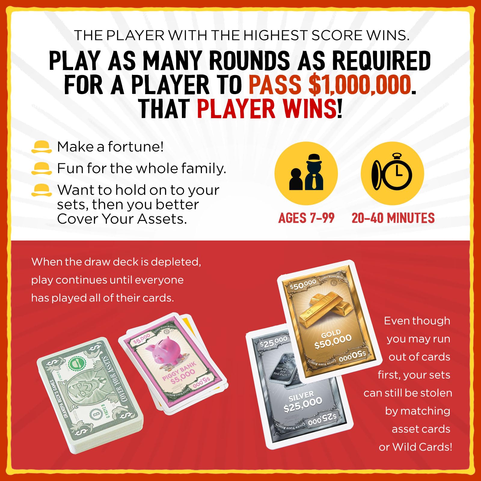 Grandpa Beck's Games - Cover Your Assets, Trading Card Game, 2-6 Players, Age 7 to Adult