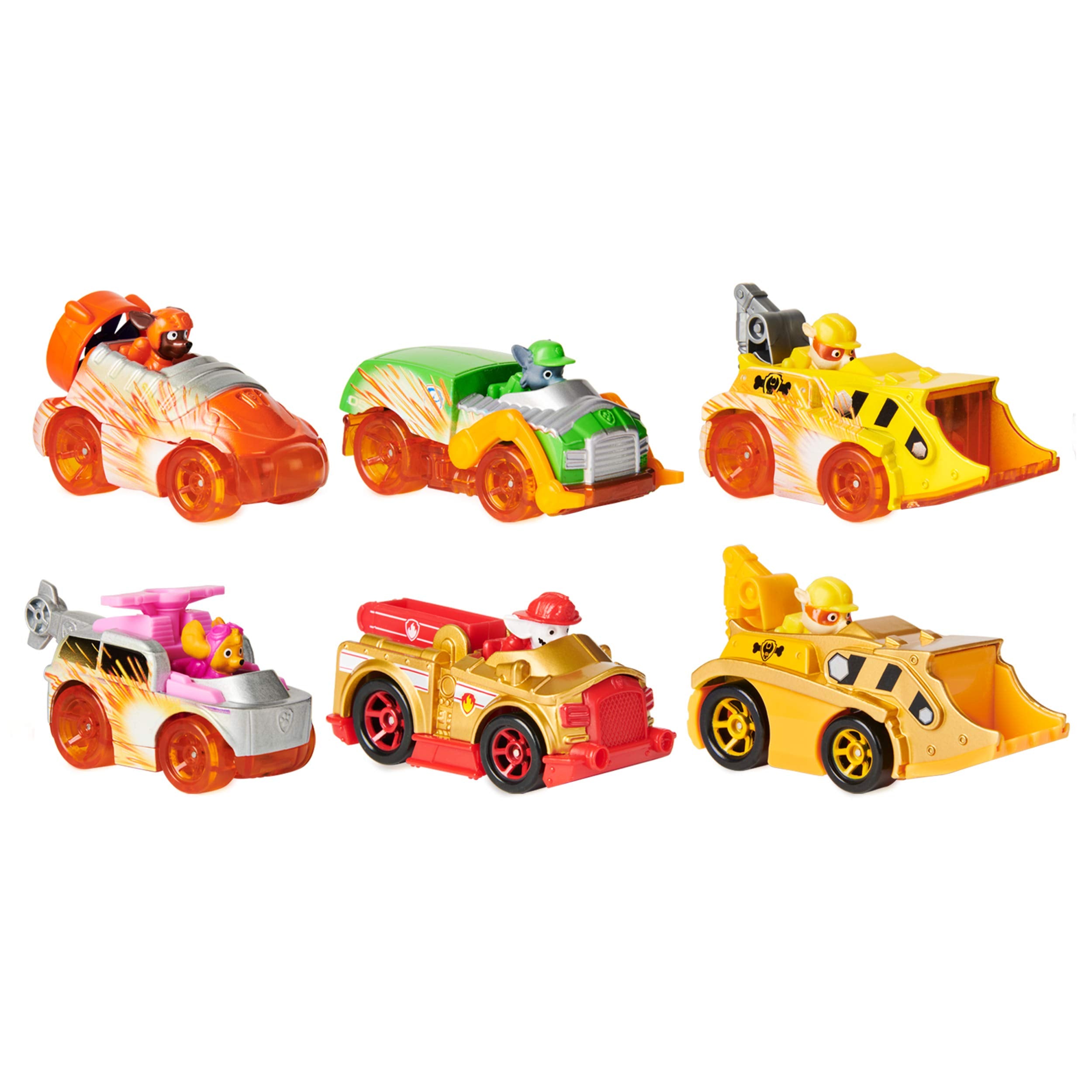 Paw Patrol, True Metal Spark Gift Pack of 6 Collectible Die-Cast Vehicles, 1:55 Scale, Age 3+