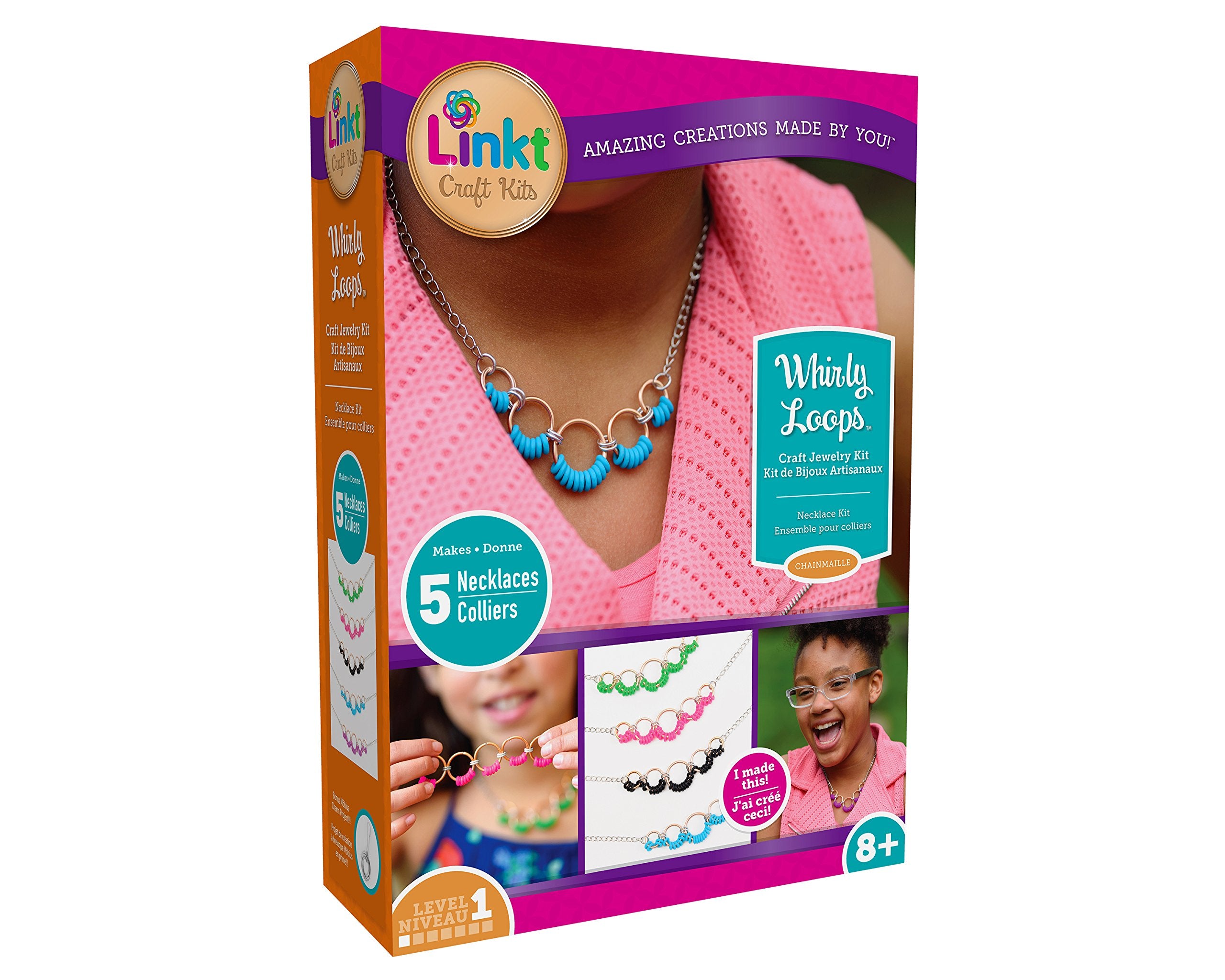 Neat-Oh! Linkt Craft Kit - Whirly Loops (5 Necklaces), Craft Jewelry Kit, Age 8+