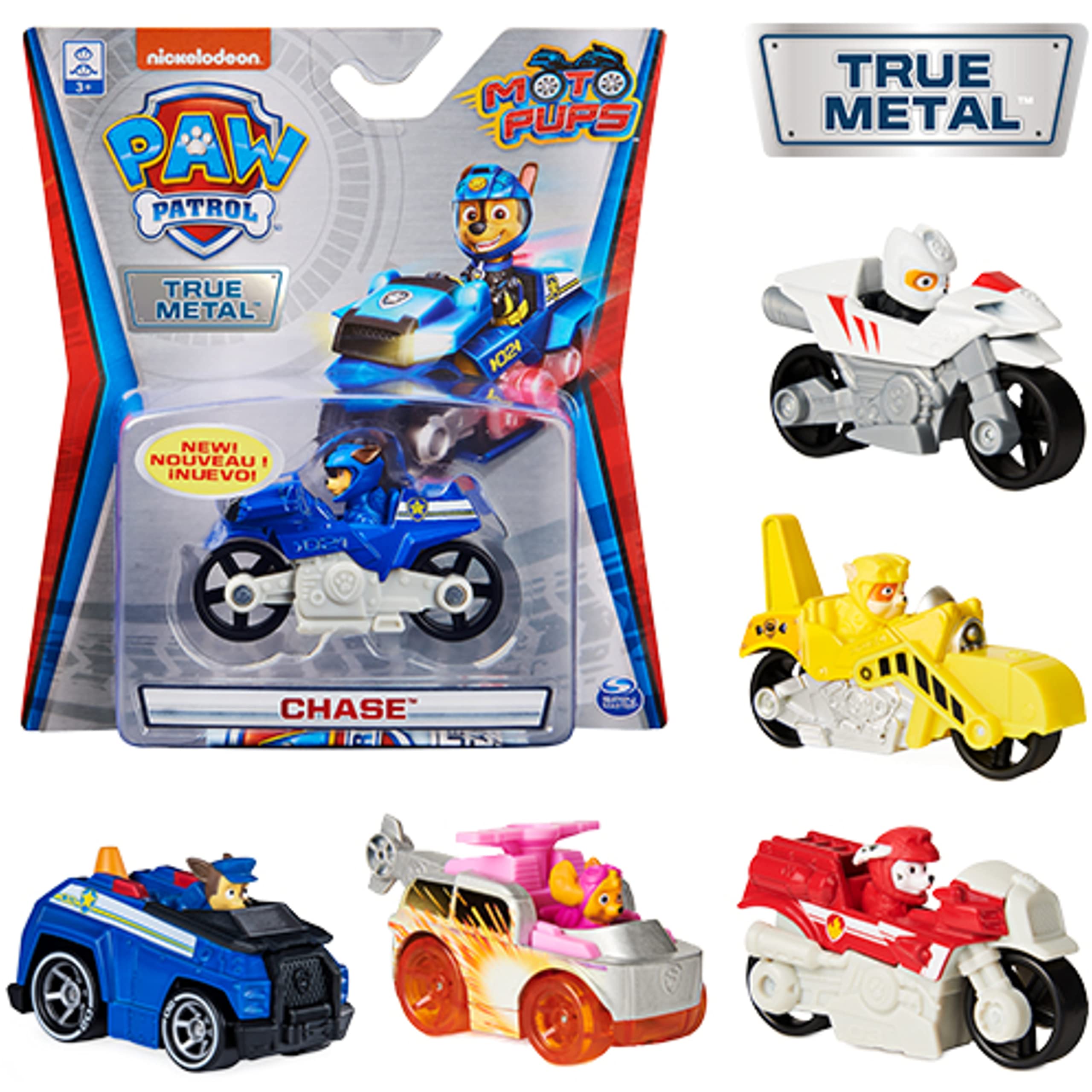 PAW PATROL True Metal – 1 Collectible Metal Vehicle – Motorcycle Pups Motorcycles and Classic Vehicles – Assorted – Random – Box contents: 1 vehicle