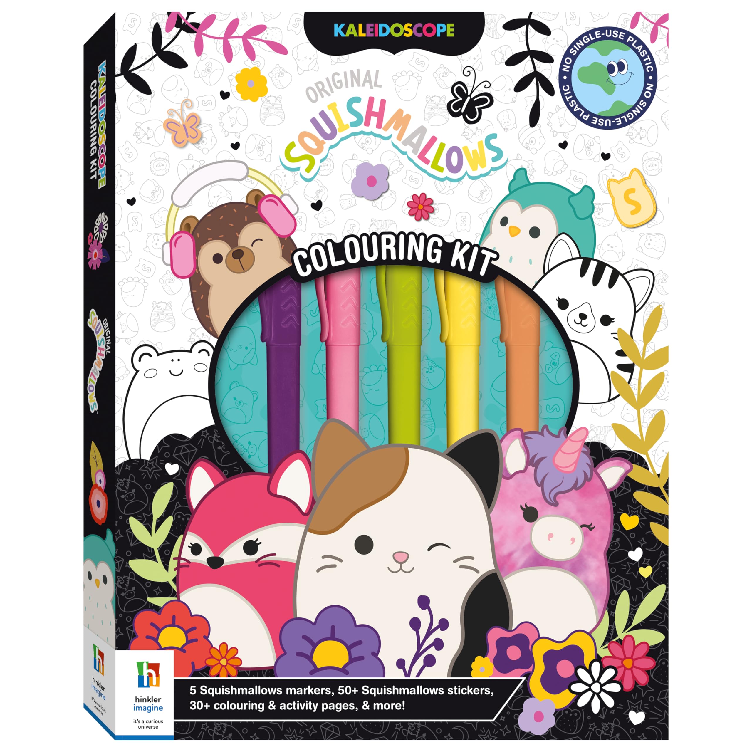 Hinkler Kaleidoscope -Original Squishmallows Colouring Kit, 5 Markers, 50+ stickers, 30+ colouring& activity pages and more! Age 5+