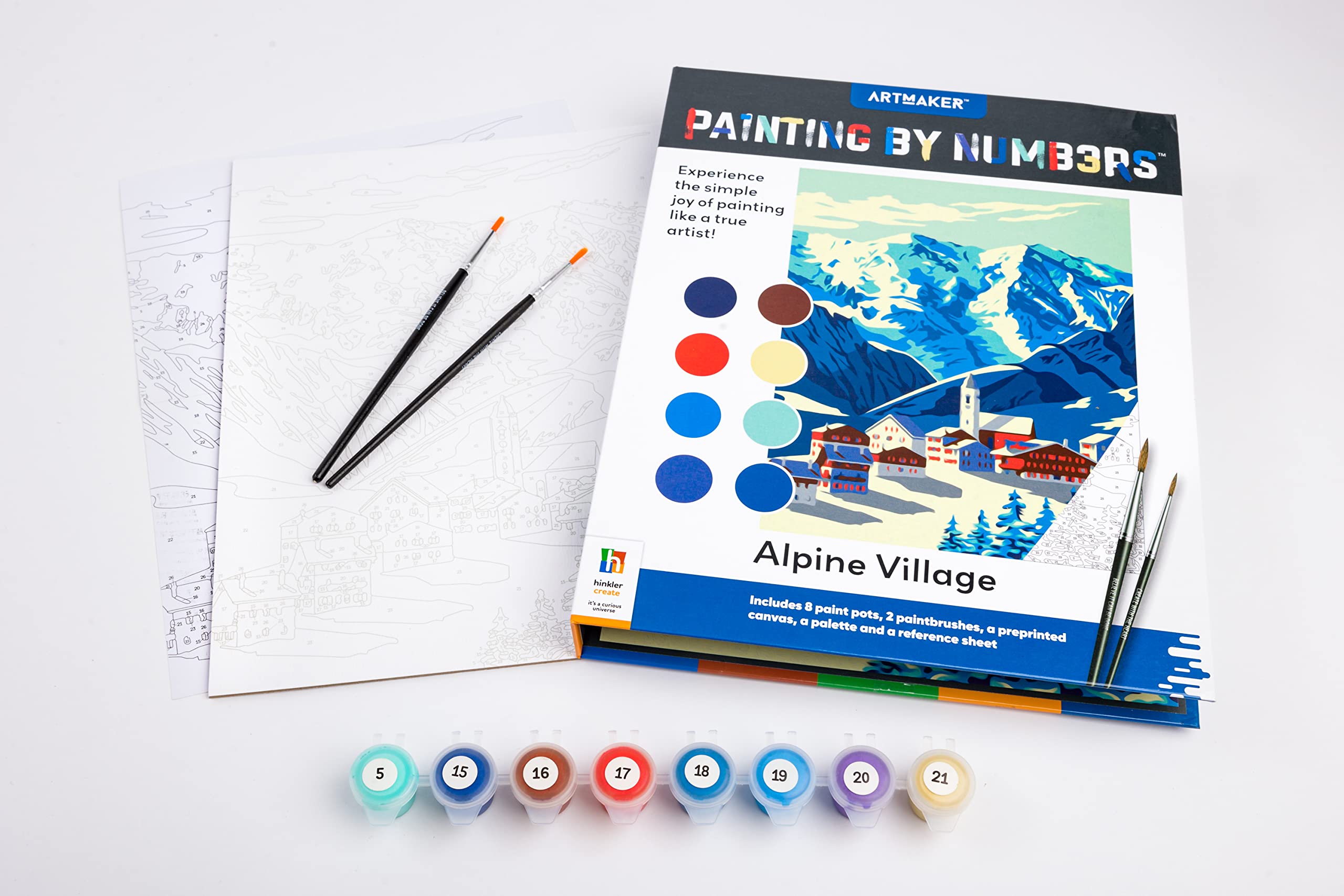 Hinkler ArtMaker - Painting by Numbers Alpine Village (8 Paints, 2 Brushes)