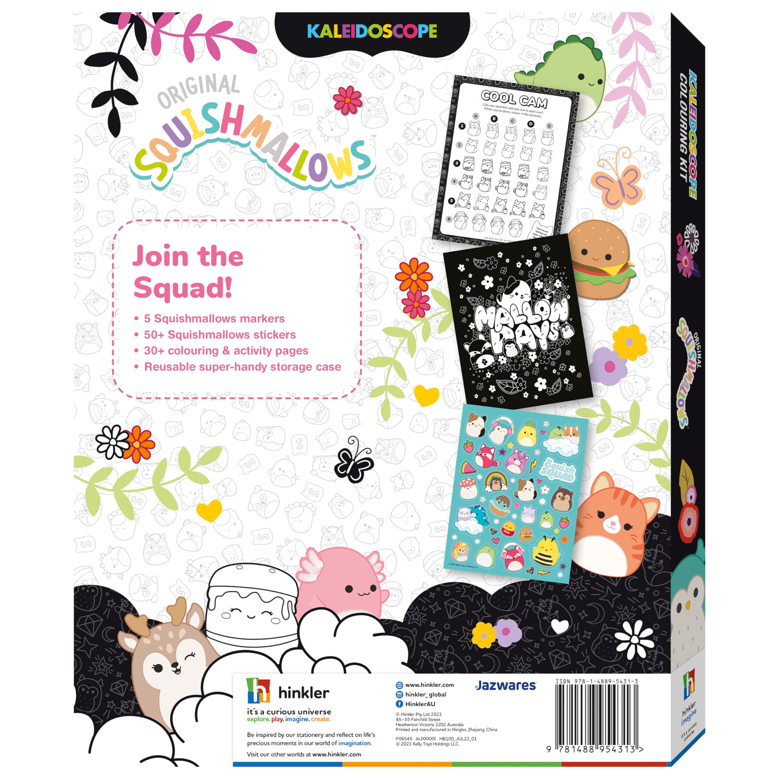 Hinkler Kaleidoscope -Original Squishmallows Colouring Kit, 5 Markers, 50+ stickers, 30+ colouring& activity pages and more! Age 5+