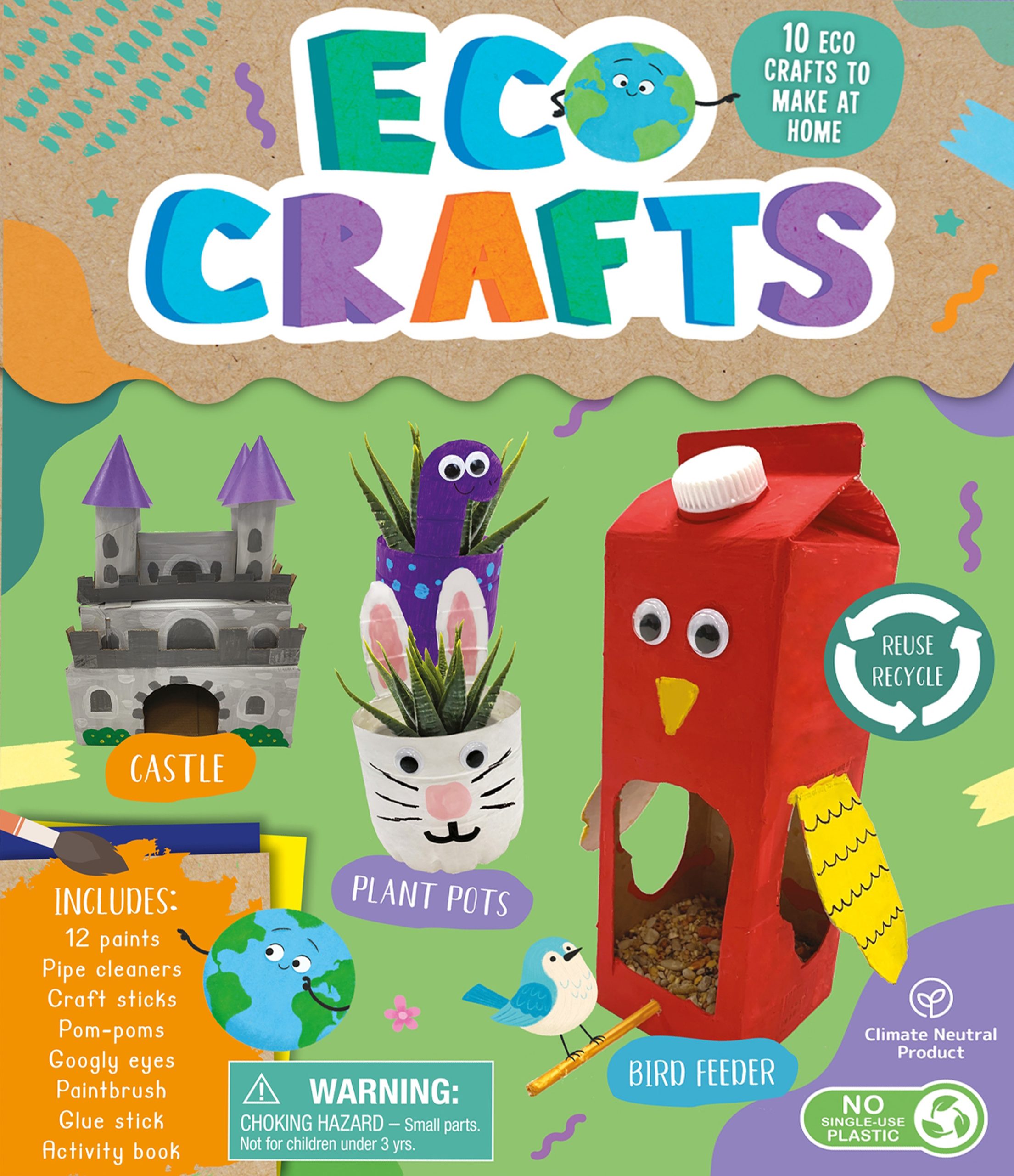 Igloo Books UK - Eco Crafts, 10 eco crafts to make at home - 12 paints, glue stick, craft items, books and more. Age 5+