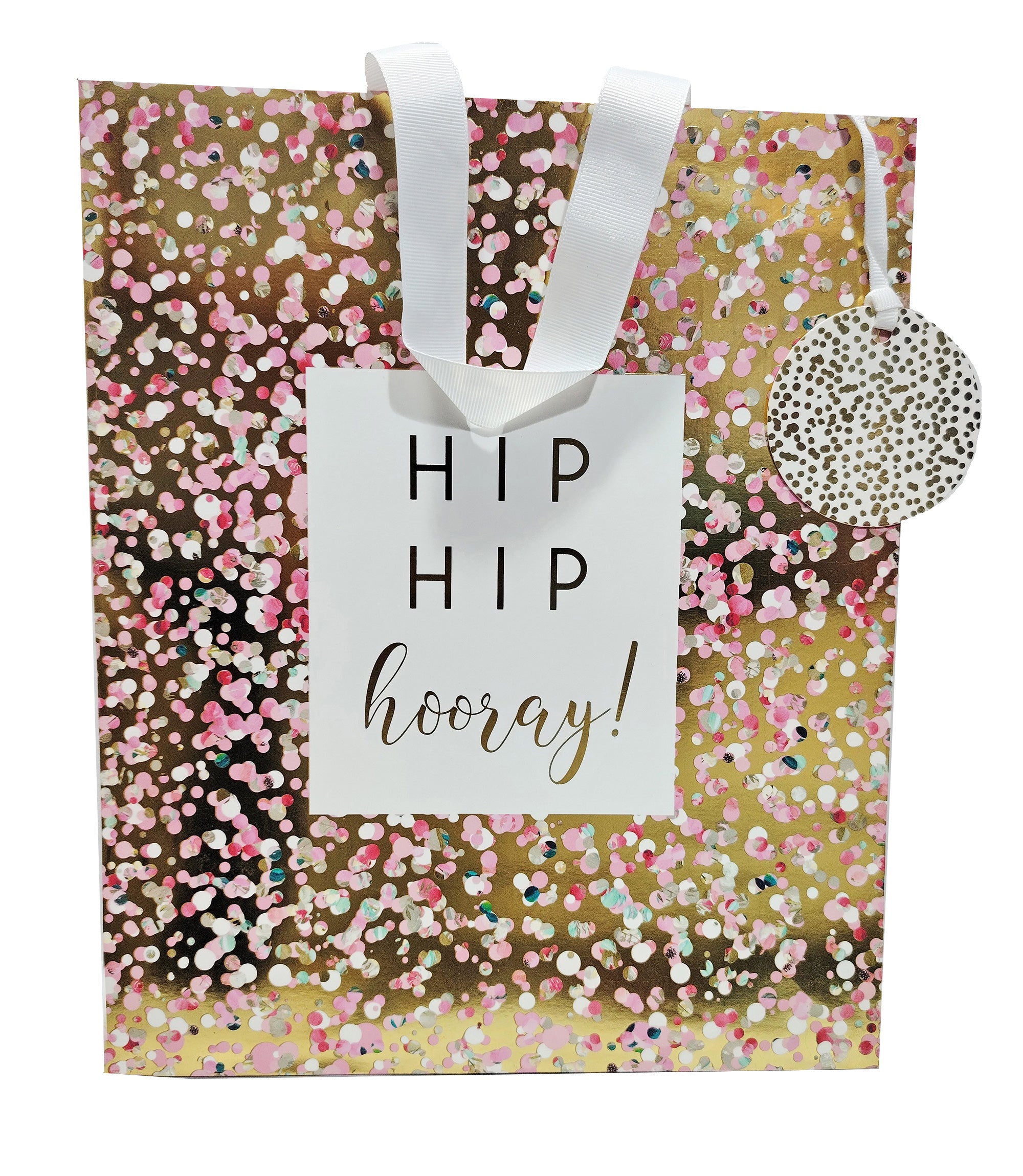 Glick Luxury Gift Bag, HIP HIP HOORAY Large Gift Bag, GOLDEN, 26 x 31 x 13.5 cm