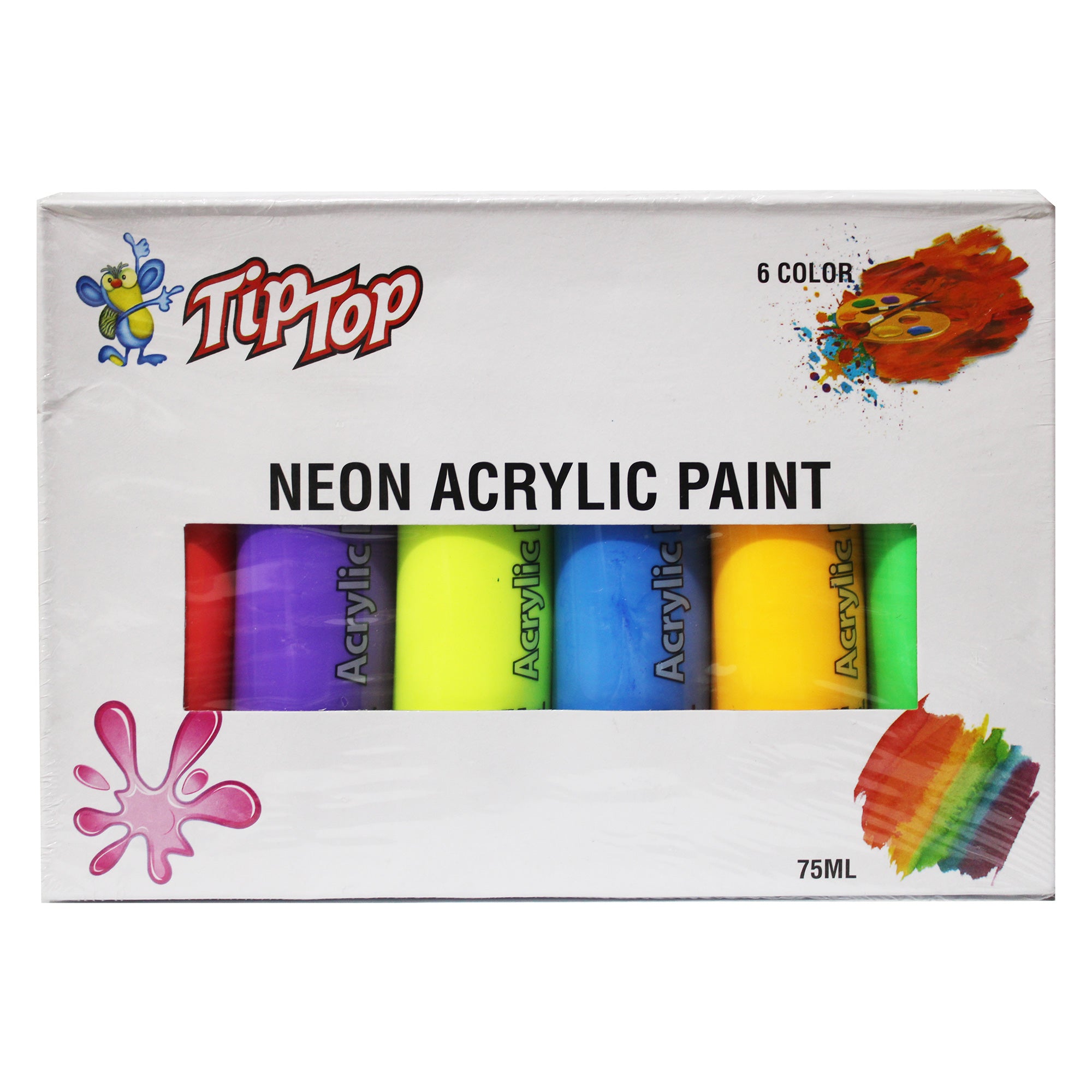 Tip Top Neon Acrylic Paint 75ml 6pcs