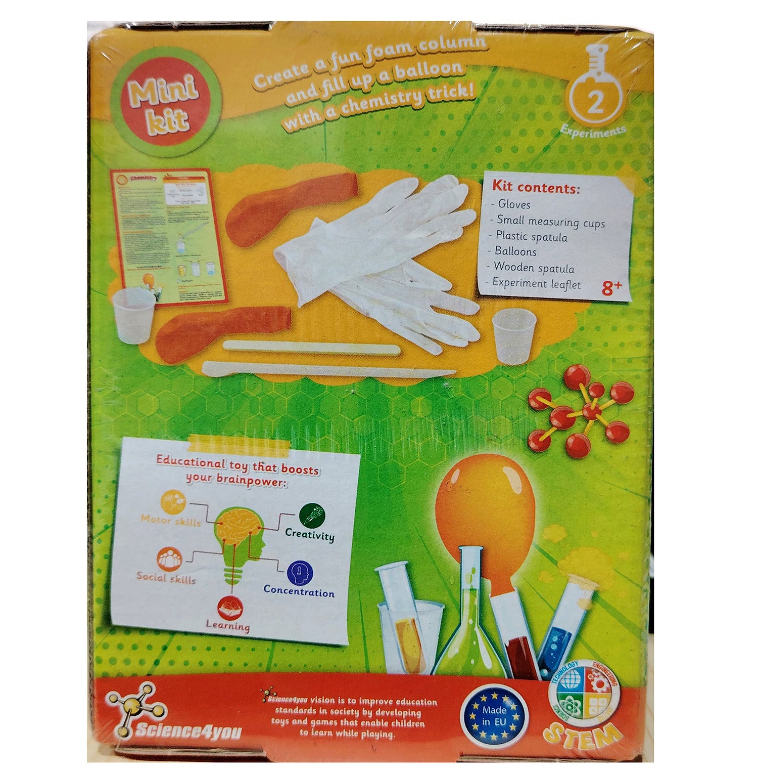 Chemistry Mini Science kit, Science4you STEM, Create a fun foam column and fill up a balloon with a chemistry trick! Ages 6+ Years