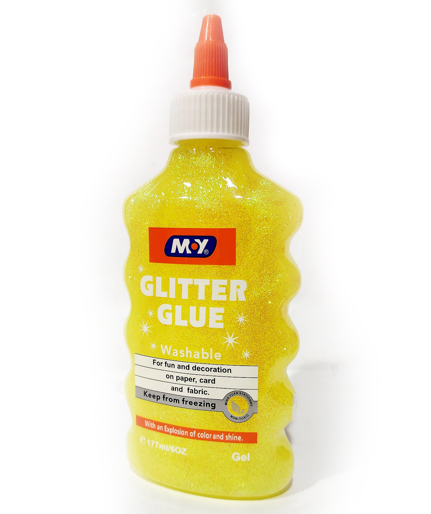 My Glitter Glue, Washable, Safe Non-Toxic Gel, For fun and decoration on paper, card and fabric, Yellow 177 ml